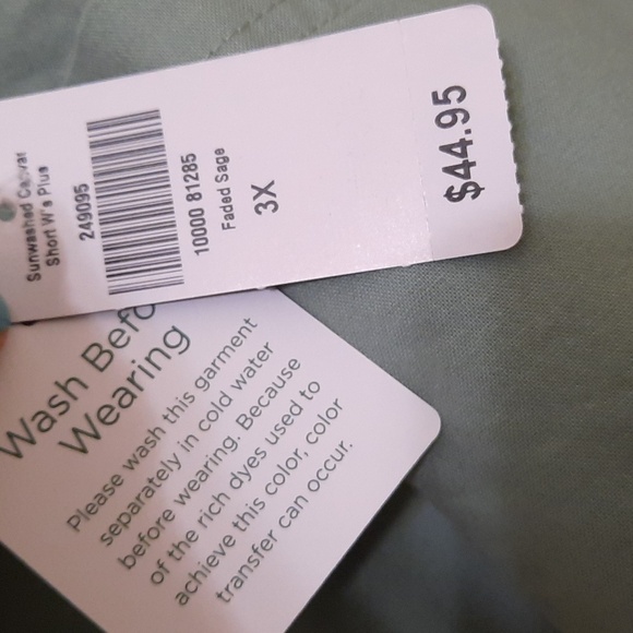 NWT L.L.BEAN FADED SAGE SUNWASHED CANVAS W'S PLUS SHORT PANTS SZ 3W - Picture 8 of 12